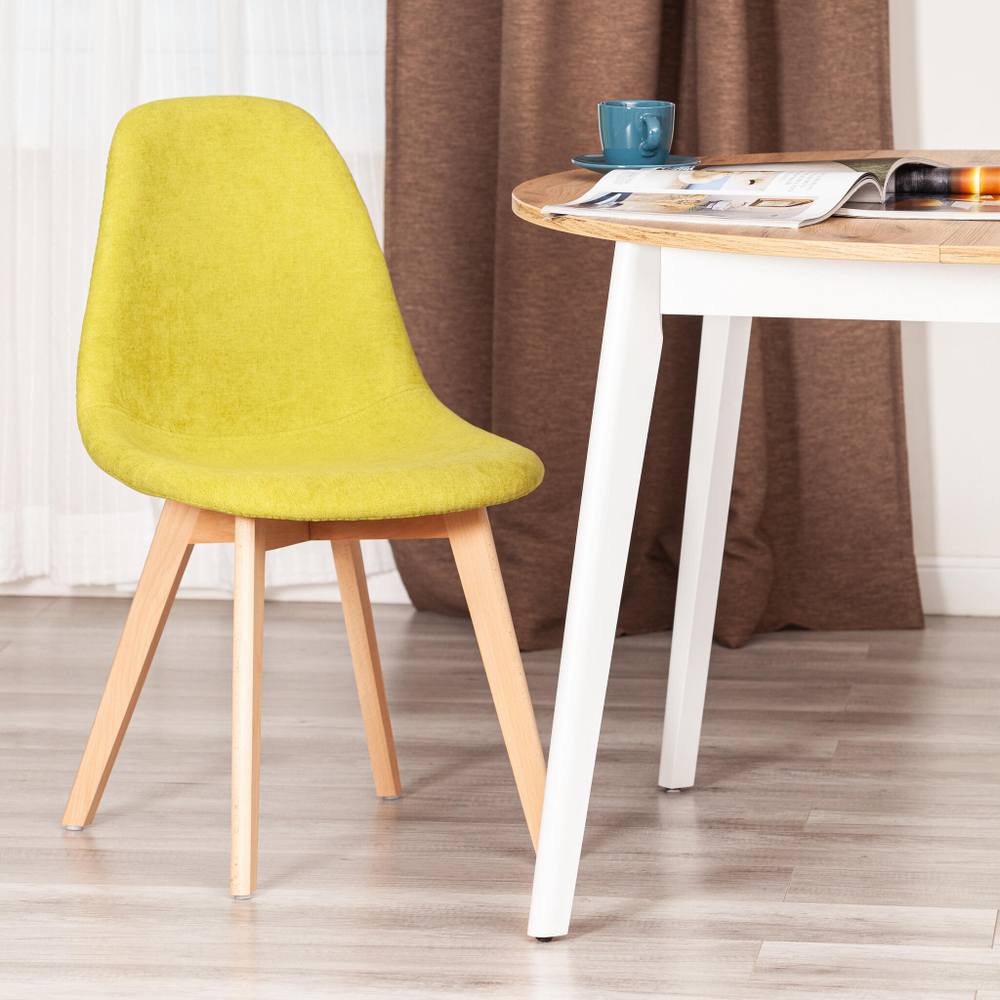 Стул CINDY SOFT (mod. C1021F1-1) фактурный велюр/дерево бук, 55 х 48 х 83 см, Светло-зеленый LY1701-8 / натуральный