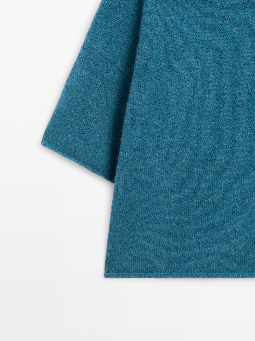 Massimo Dutti Трикотажный свитер из смесовой альпаки с короткими рукавами, насыщенно-синий