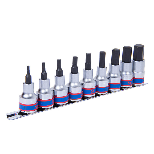KING TONY (4110PR10) Набор торцевых насадок 1/2", HEX, 3-14 мм, 9 предметов