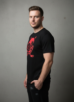 Футболка спортивная хлопковая мужская черная LEGENDA Хоккеисты красные