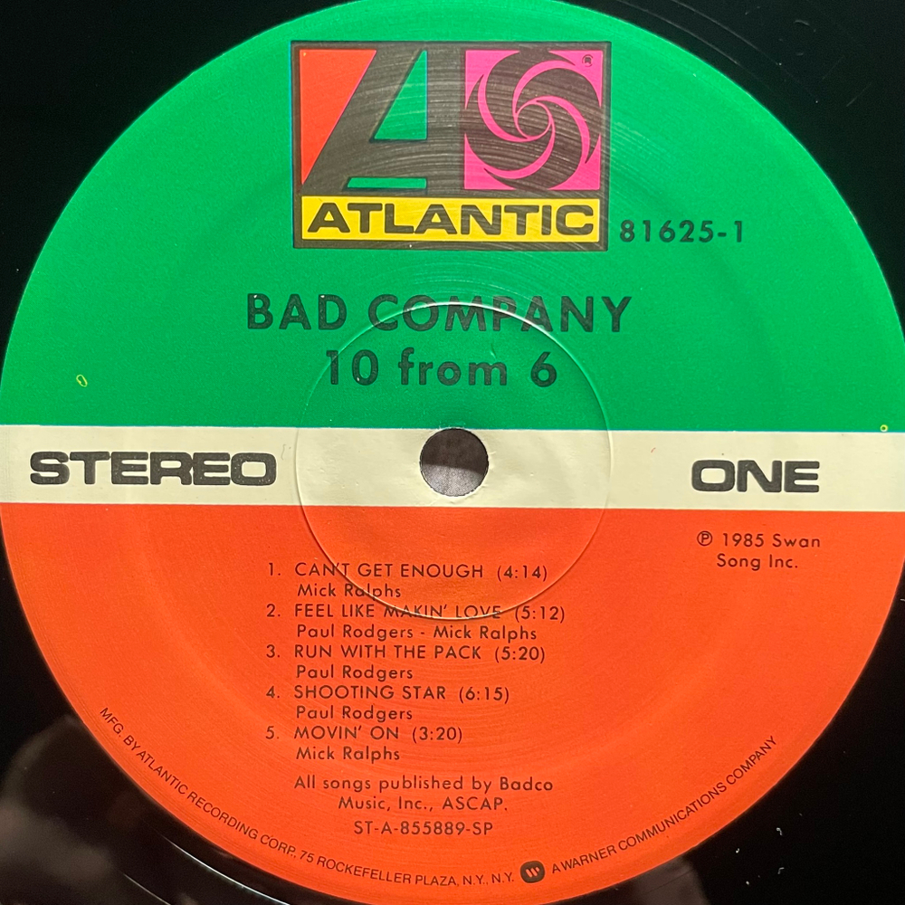 Bad Company – 10 From 6 (США 1985г.)