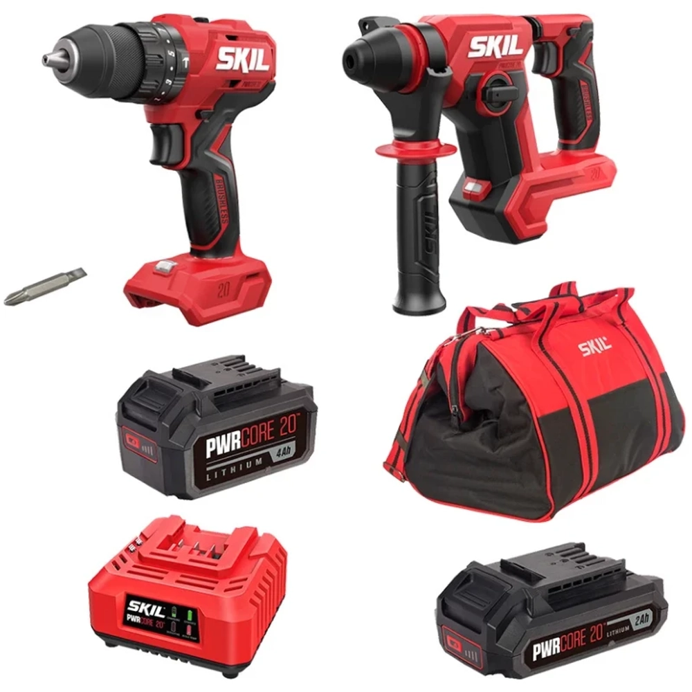 SKIL HD6280 аккумуляторная ударная дрель-шуруповерт с аккумуляторным перфоратором SKIL RH1790, ЗУ SC0060 (60W), АКБ BY5197 (2 Ач), АКБ BY5196 (4 Ач) и сумкой в комплекте 9-1-035