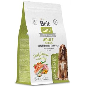 Сухой корм Brit Care Dog Adult M собак средних пород для кожи и шерсти с лососем и индейкой, Здоровая кожа и шерсть