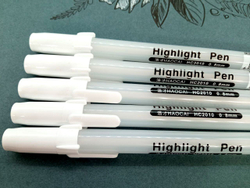 Комплект из 5 белых гелевых ручек + 5 черных линеров (лайнеров) с толщинами 005/01/03/08/BR для рисования и скетчинга