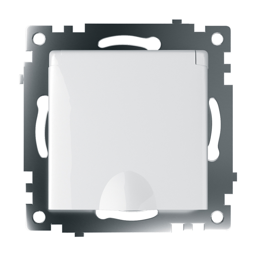 Розетка 1-местная с/з с крышкой (механизм), STEKKER GLS16-7112-01, 250В, 16А с защитной шторкой, серия Катрин, белый 39302