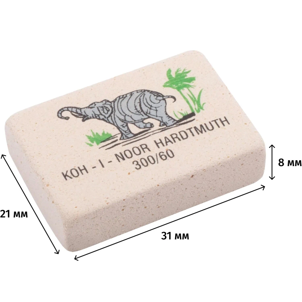 Ластик Koh-I-Noor Elephant 300/60 из натурального каучука прямоугольный 31x21x8 мм