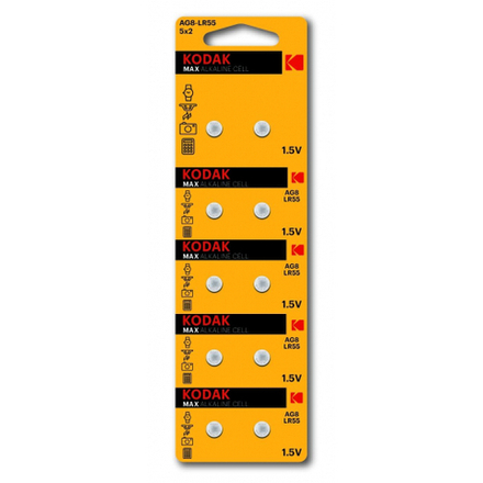 Батарейки Kodak AG8 LR1120, LR55 [KAG8-10] MAX Button Cell