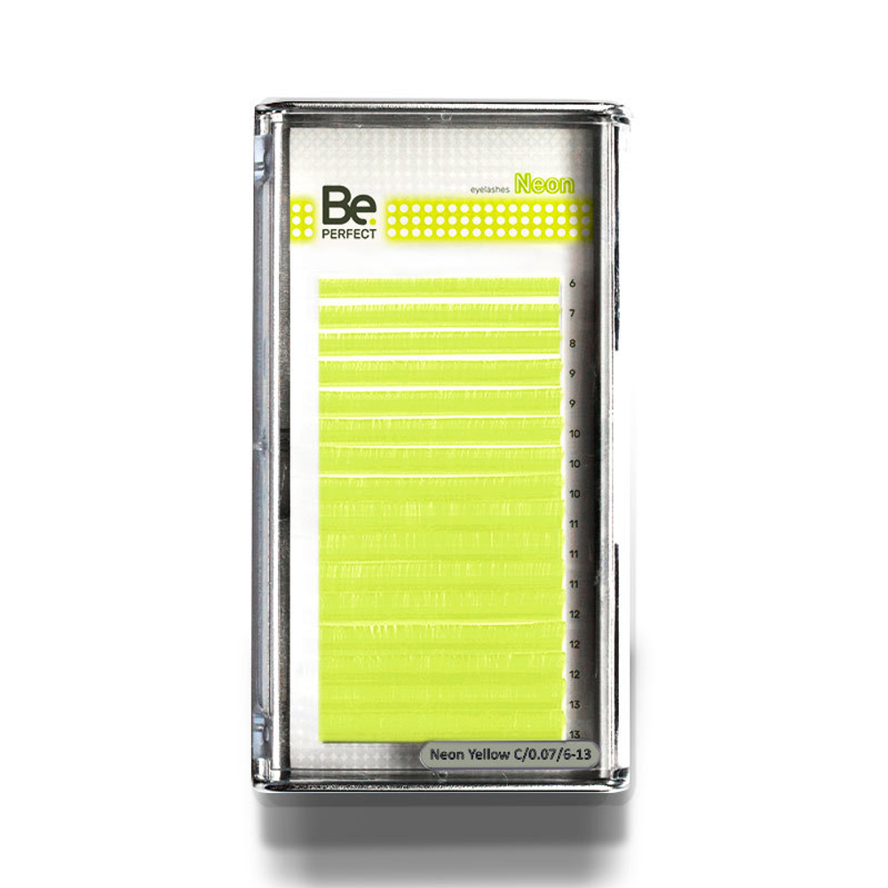 Цветные ресницы BePerfect Neon Yellow MIX 16 линий