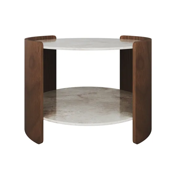 Столик Lagom Stone D 65 см высота 45 см (камень OV, орех)