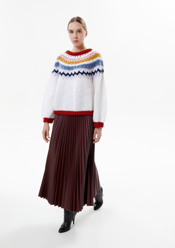 Юбка плиссирорваная, бордовый