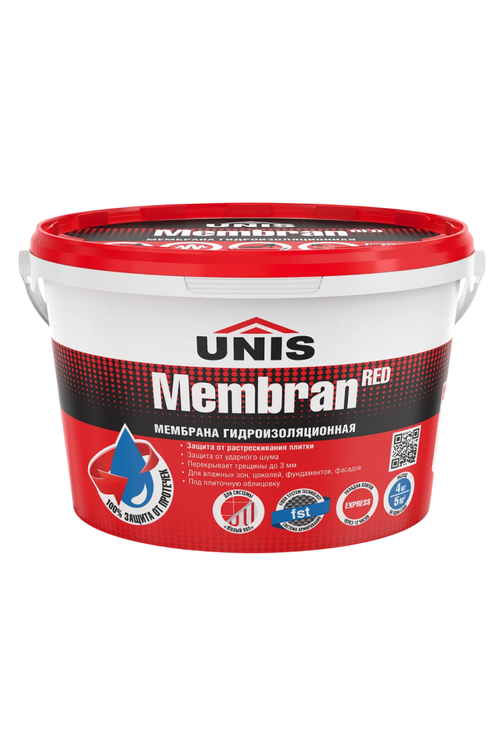 Гидроизоляция UNIS RED MEMBRAN W8 полимерная  с эффектом шумоизоляции  4 кг