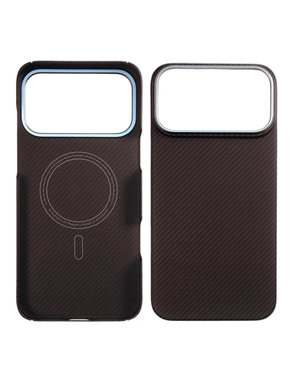Карбоновый чехол для IPhone 17 Pro MAX with MagSafe черный полоска (Black)