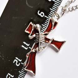 Кулон "Скелет на кресте" (36х23мм) серебристый с эмалью на цепочке. Бижутерия, украшения на шею.