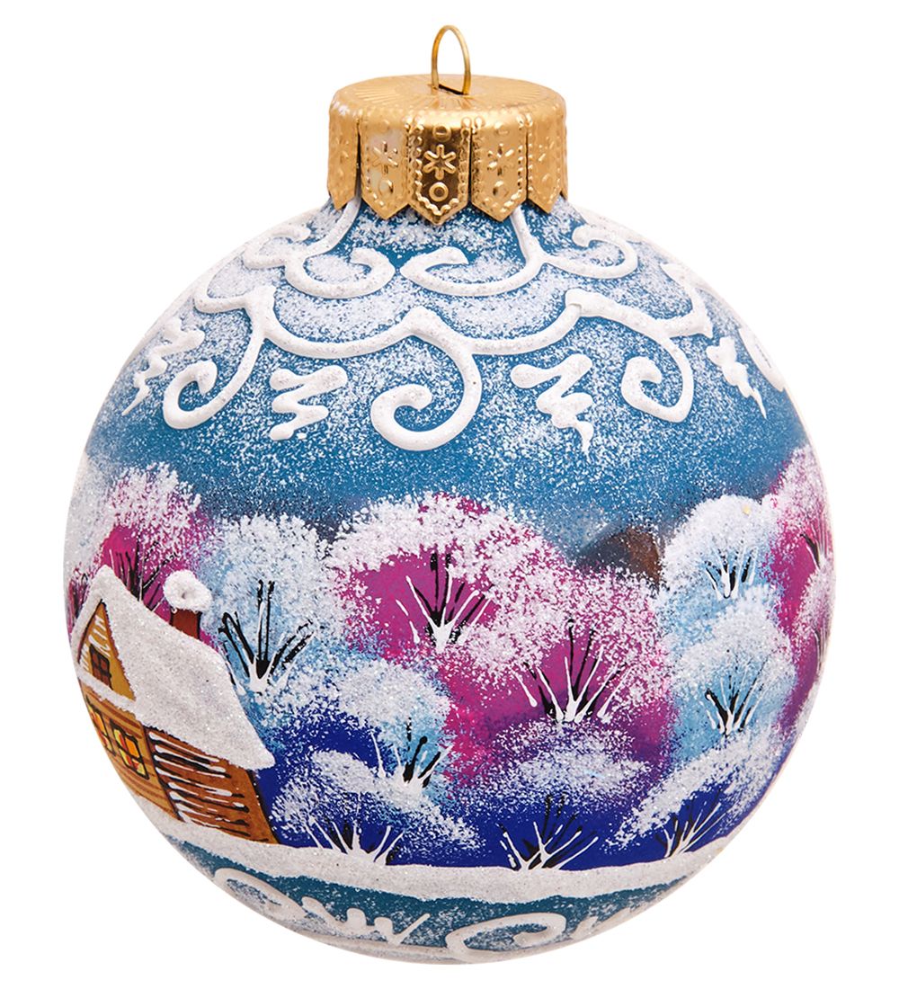 НФШ-1508 Ел.украшение Шар «Зимний пейзаж» 100 мм