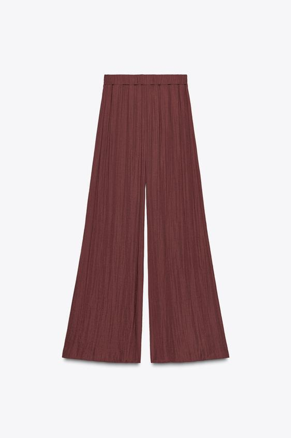 ZARA ШИРОКИЕ БРЮКИ С ЗАЩИПАМИ, БУРГУНДИ