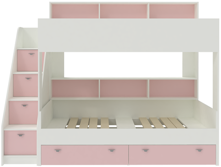 Двухъярусная кровать КарИВи Голден Кидс 10 Белый  Розовый