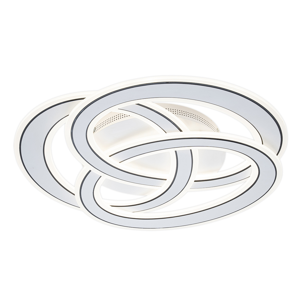 Потолочный светодиодный светильник 140Вт, 5590лм, 3000-6000K, Ra>80, плавная регулировка мощности, изменение цветовой температуры, ночник, пульт, металл/акрил, белый/черный