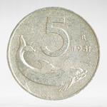 Italy 5 Lire 1951 R "Dolphin", VF