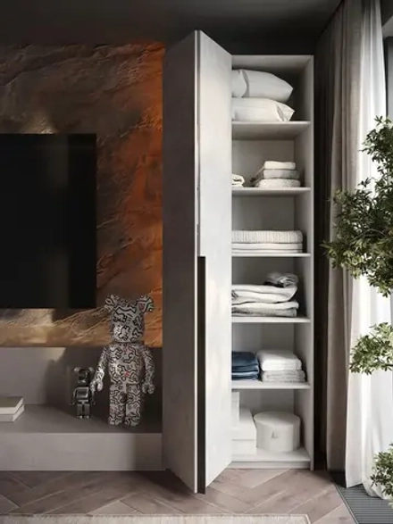 Шкаф распашной Soho WingLine, серый, с полками, 81 см