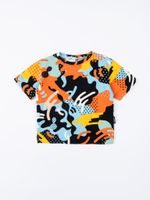 Футболка оверсайз укороченная "Позитивный камуфляж"