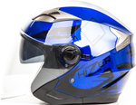 Шлем мото открытый HIZER B208 №3 (XL) blue/black (2 визора)