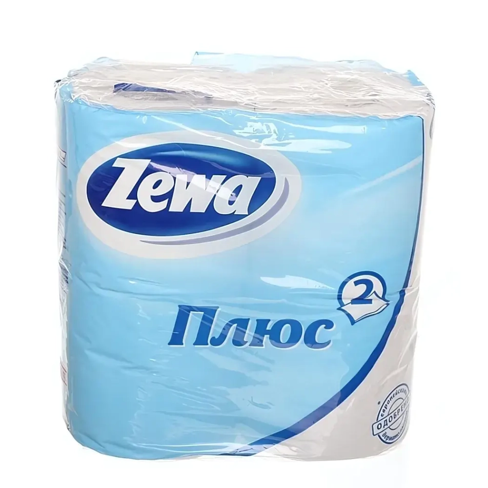 Бумага туалетная ZEWA ПЛЮС 2 сл., 4 рул., белая