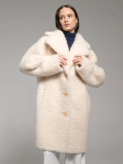 Шуба женская из 100% овечьей шерсти мериноса на зиму, жемчужная, SilverFox