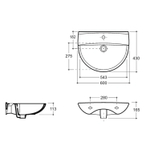 Умывальник-тюльпан "Симпл-60" с отв (КЕРАМИН)