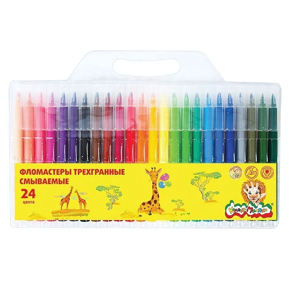 Фломастеры 24 цв. 3-х гран. блист. (Каляка-Маляка)