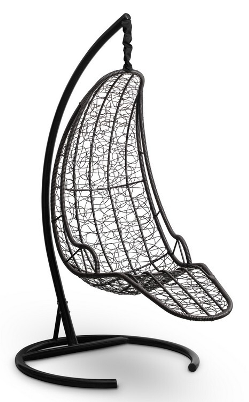 Подвесное кресло-кокон LUNA черное, зеленая подушка, велюр (Laura Outdoor)