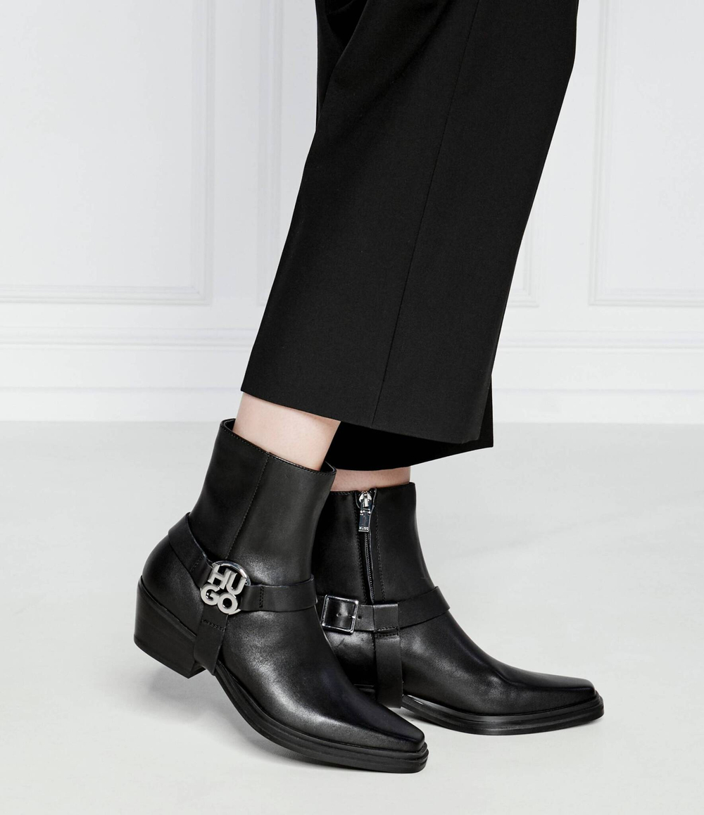 Кожаные ковбойки kody_bootie_lt HUGO - черный(50513527)