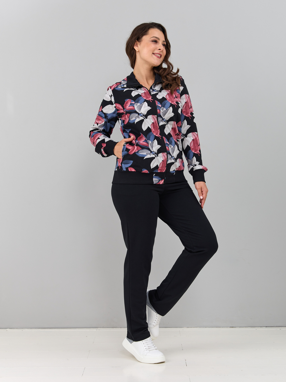 Костюм с брюками КБ-184/черныйбордо-листья