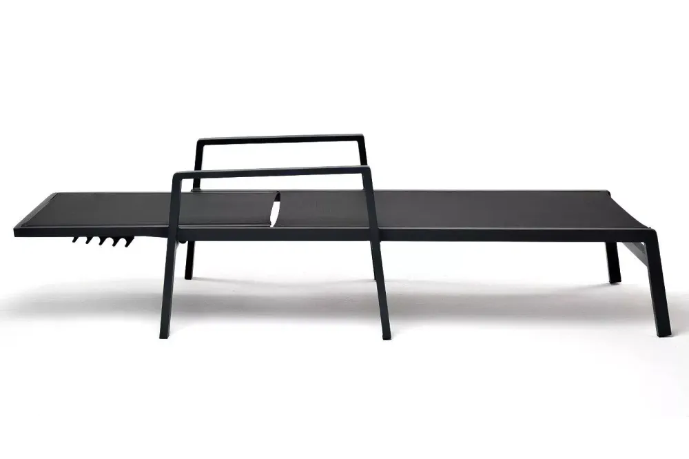 "Парма" шезлонг из алюминия темно-серый (RAL7024) муар, ткань текстилен темно-серая