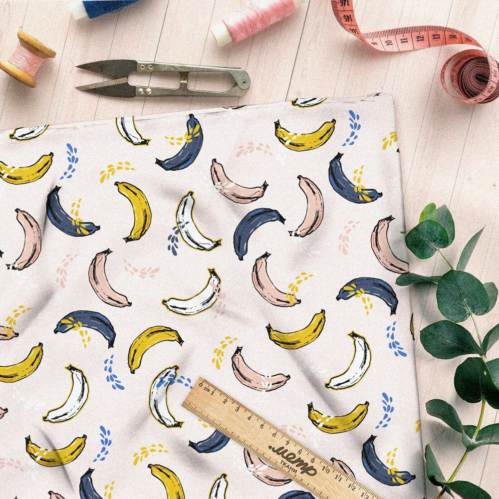 Ткань муслин разноцветные бананы
