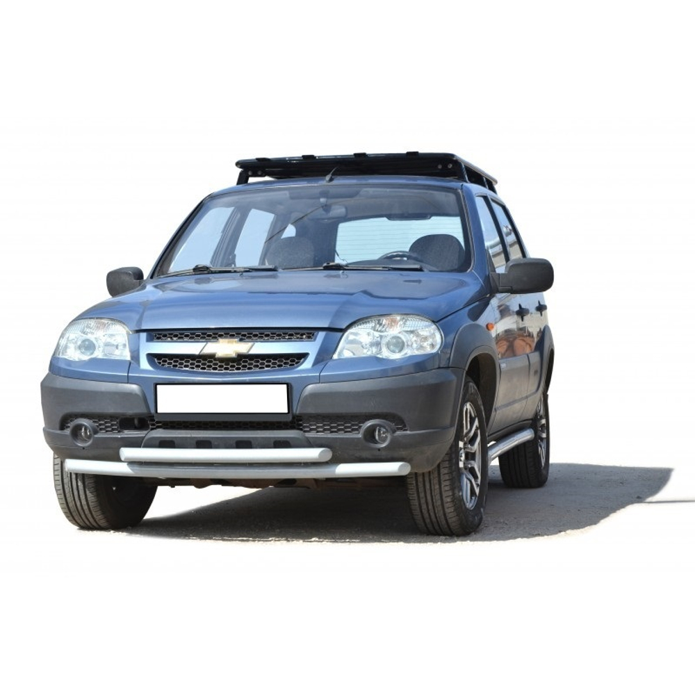 Защита переда «Труба двойная без коробочек», Chevrolet Niva (03.2009 -)/Lada Niva (07.2020 -)
