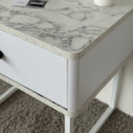 Тумба прикроватная на ножках ROYAL 5301 эко (Мрамор Каррара-Белый-р.черная)