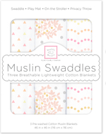 SwaddleDesigns SDM-181P Набор пеленок муслин 3 шт. - Heavenly Floral Pinks with Touch of Gold Shimmer