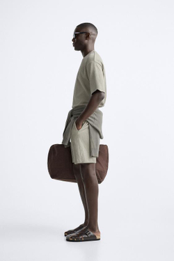 ZARA ШОРТЫ ИЗ РЕЛЬЕФНОЙ ТКАНИ, МЯГКИЙ ЗЕЛЕНЫЙ