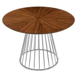 Стол Liverpool диам.110см, шпон орех лучевой набор, с хромированными ножками