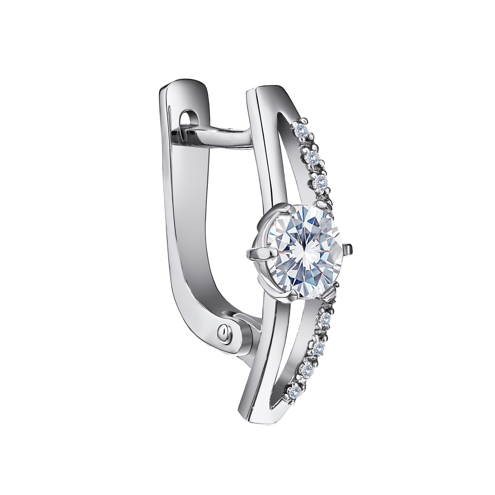 Серебряные серьги с фианитами 925 прoбы