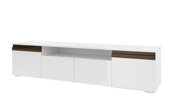 Тумба ТВ ПМ-311.13 исп.3  Кедр Черный/Белый глянец