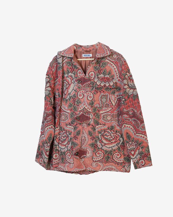 Куртка с Крупными Розами/Big Red Roses Jacket бордовая - фото 1