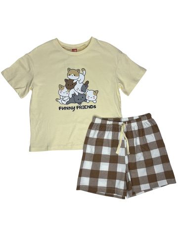 CWJG 50224-30K Пижама для девочки (футболка, шорты), Ваниль