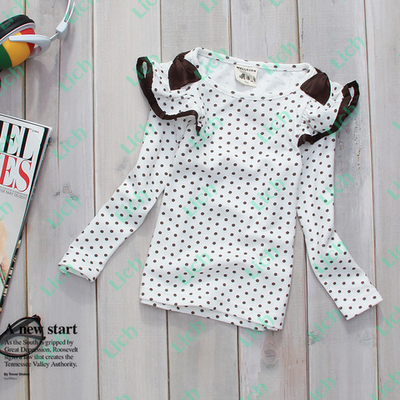 Лонгслив детский в горох с воланами и бантами