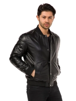 Мужская куртка из натуральной кожи, бомбер кожаный мужской
