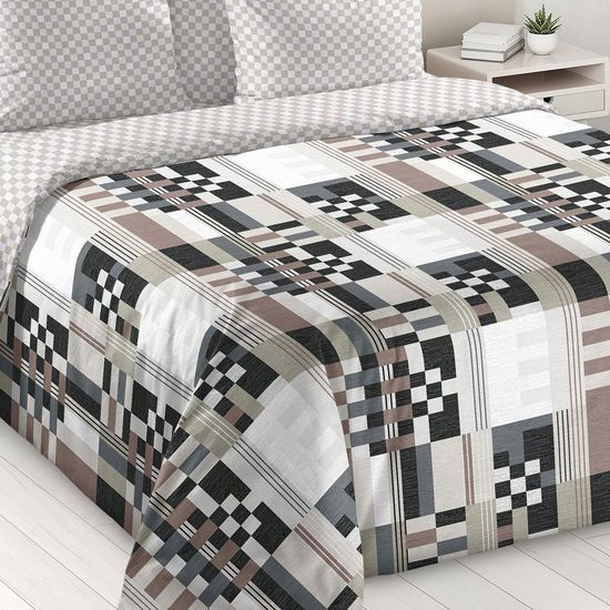 Евро комплект постельного белья с простыней на резинке Эрнесто перкаль