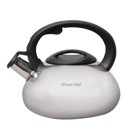 Чайник 2,5 л. из нержавеющей стали со свистком Kamille KM-0689 и черной бакелитовой ручкой