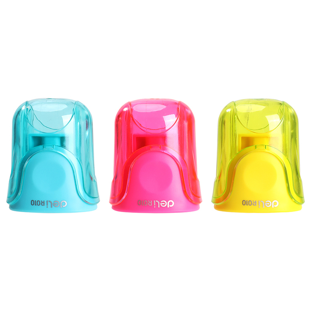 Точилка DELI "U-touch"  пластиковая, 1 отверстие, с контейнером, асоорти