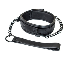 Черный ошейник с поводком Kinky