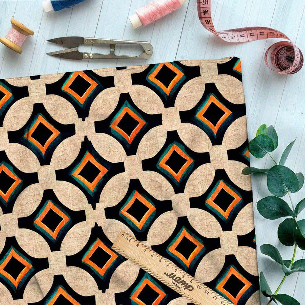 Ткань премиум дюспо геометрический орнамент